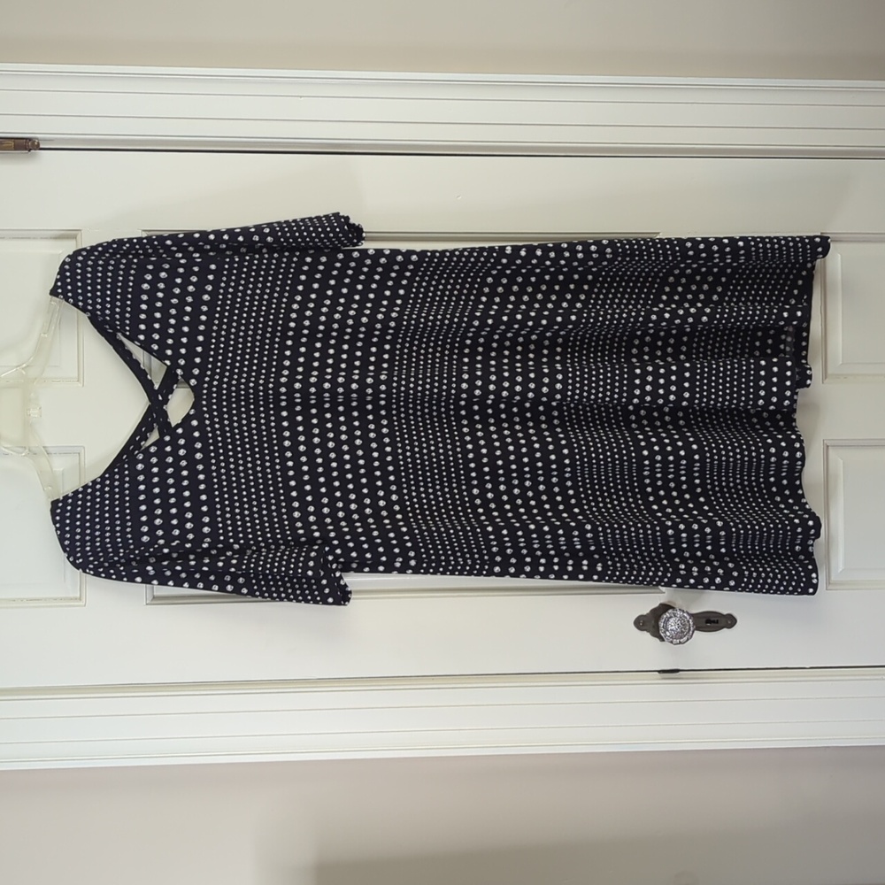 Chico's Black & White Polka Dot Short Sleeve V-Neck Dress - NWT - Chico's Size 2